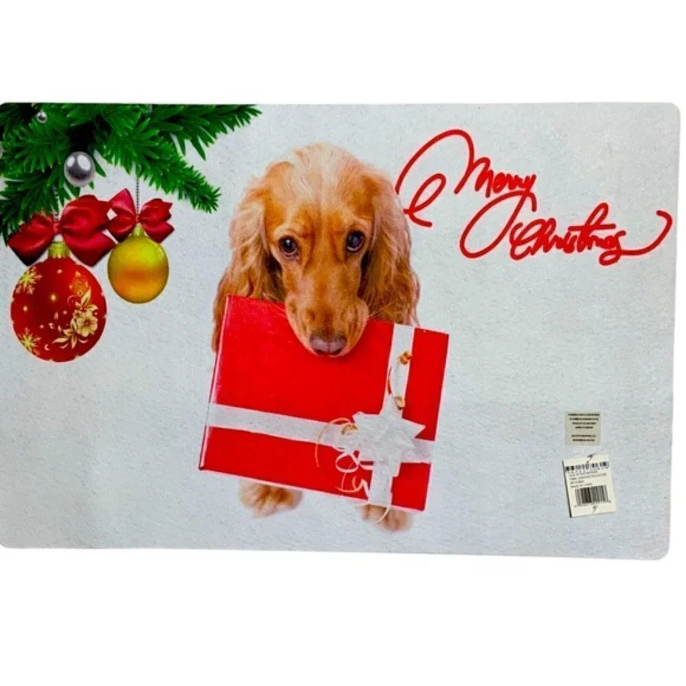 Holiday Doormat Puppy Dog Christmas Decor Rectangle 16 X 24 In Multicolor